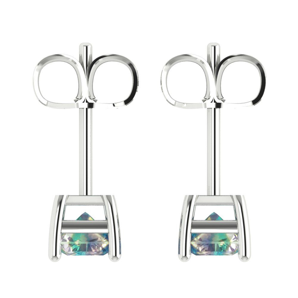 2cttw Emerald Cut Blue Moissanite Gold-Plated 925 Silver Push Back Stud Earrings