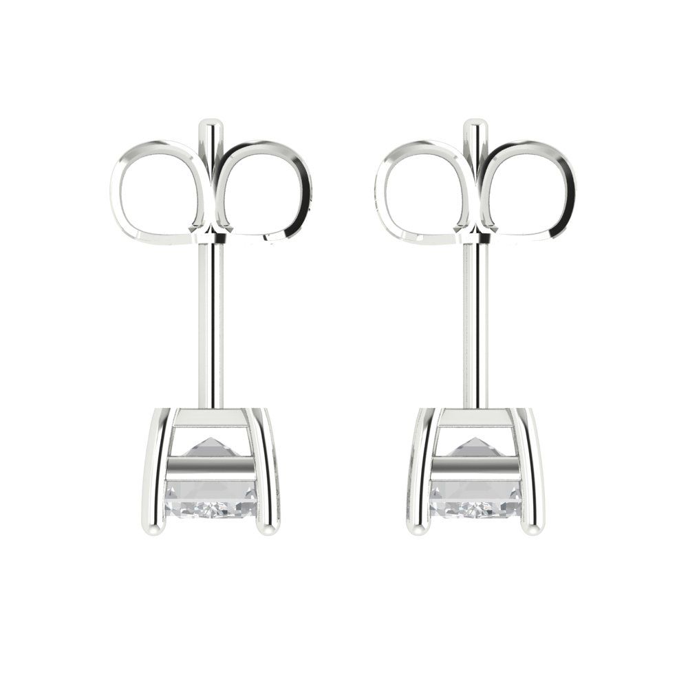 2 ctw Moissanite Studs Earrings | 7x5mm Emerald Cut White Gold Push back | April Birthstone