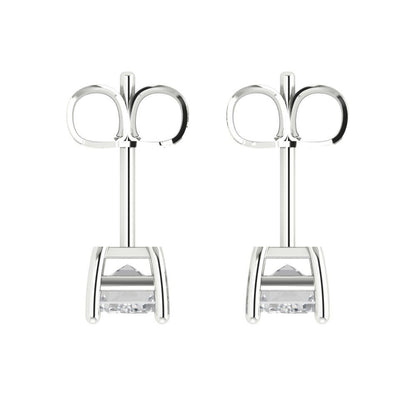 2 ctw Moissanite Studs Earrings | 7x5mm Emerald Cut White Gold Push back | April Birthstone