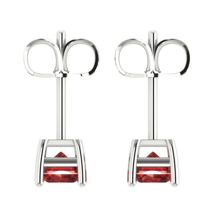 2 ctw Garnet Studs Earrings | 7x5mm Emerald Cut White Gold Push back | January Birthstone