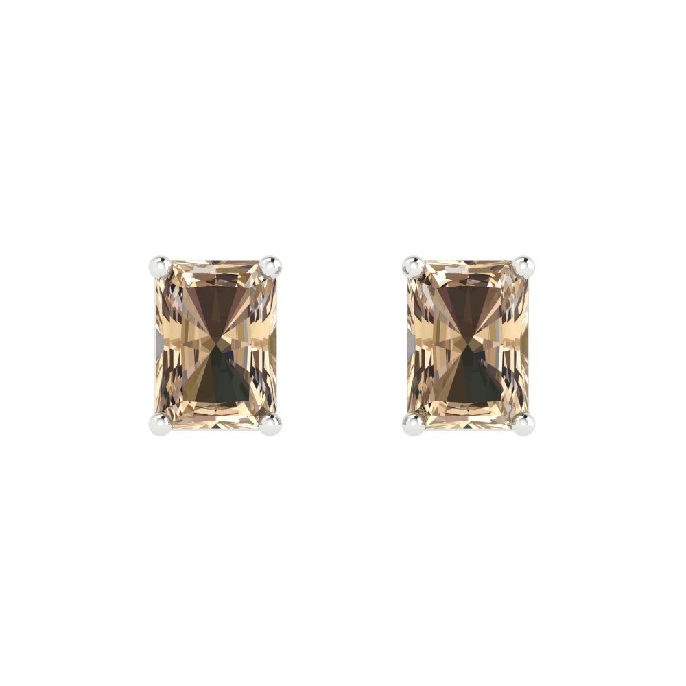 1cttw Emerald Cut Yellow Moissanite Gold-Plated 925 Silver Push Back Stud Earrings