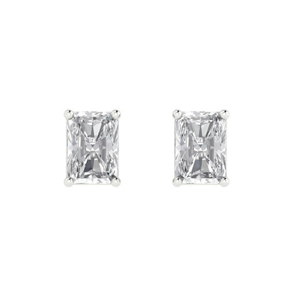 1cttw Emerald Cut White Sapphire Gold-Plated 925 Silver Push Back Stud Earrings