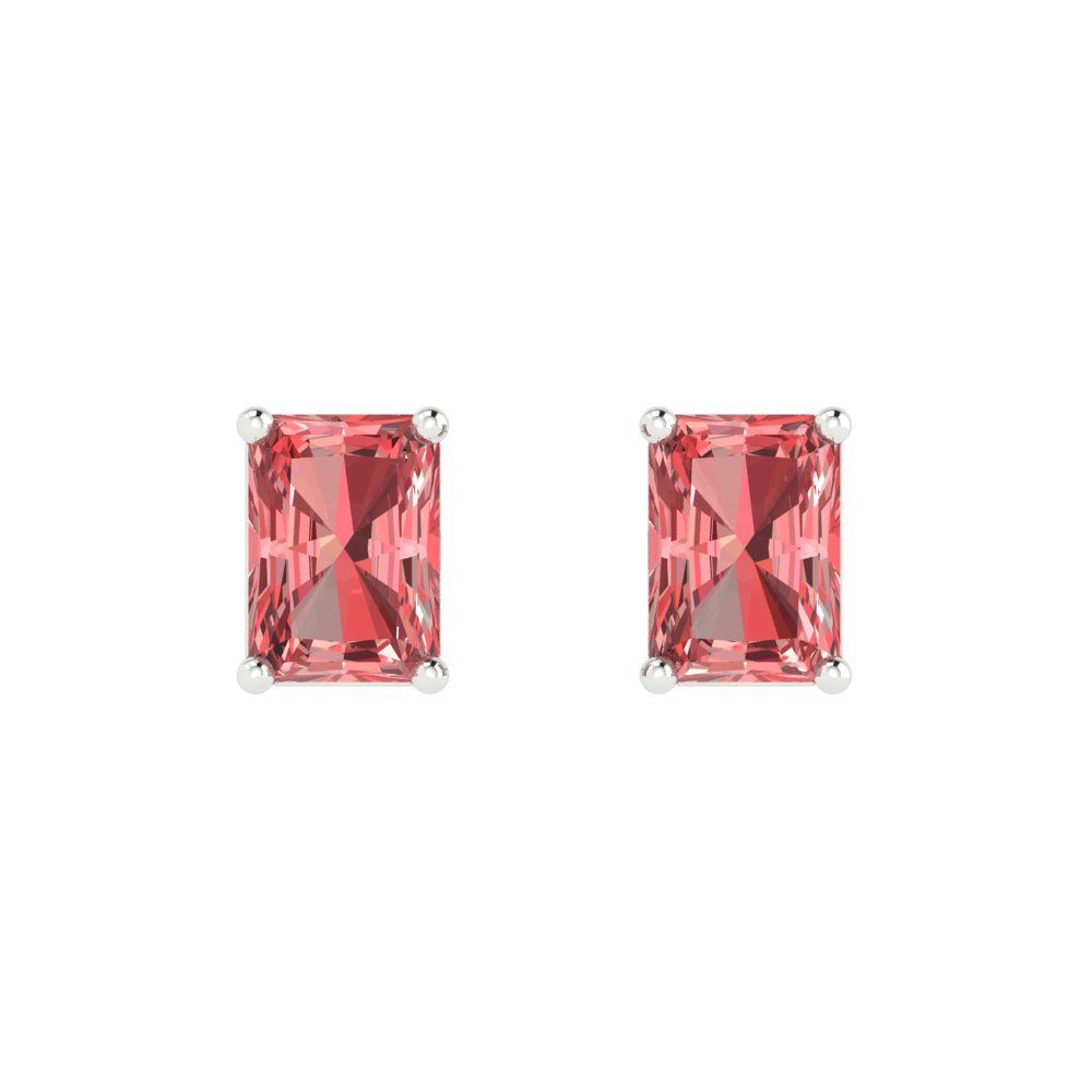 1cttw Emerald Cut Natural Garnet Gold-Plated 925 Silver Push Back Stud Earrings