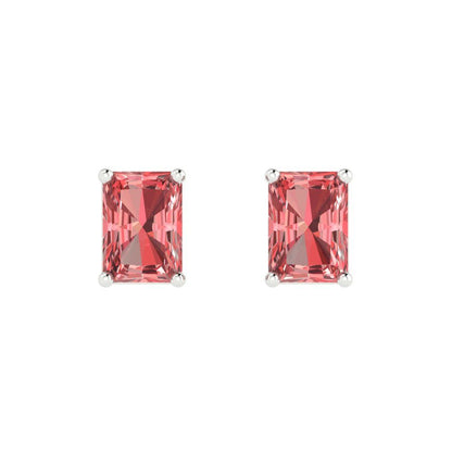 1cttw Emerald Cut Natural Garnet Gold-Plated 925 Silver Push Back Stud Earrings