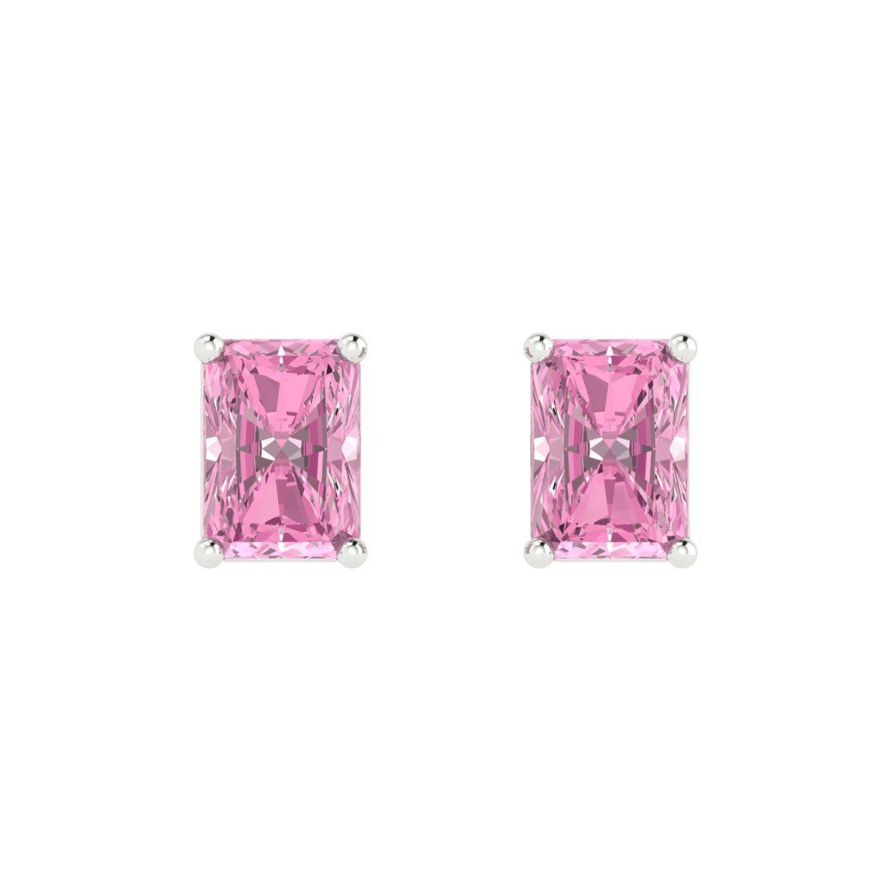 1cttw Emerald Cut Simulated Pink Diamond Gold-Plated 925 Silver Push Back Stud Earrings