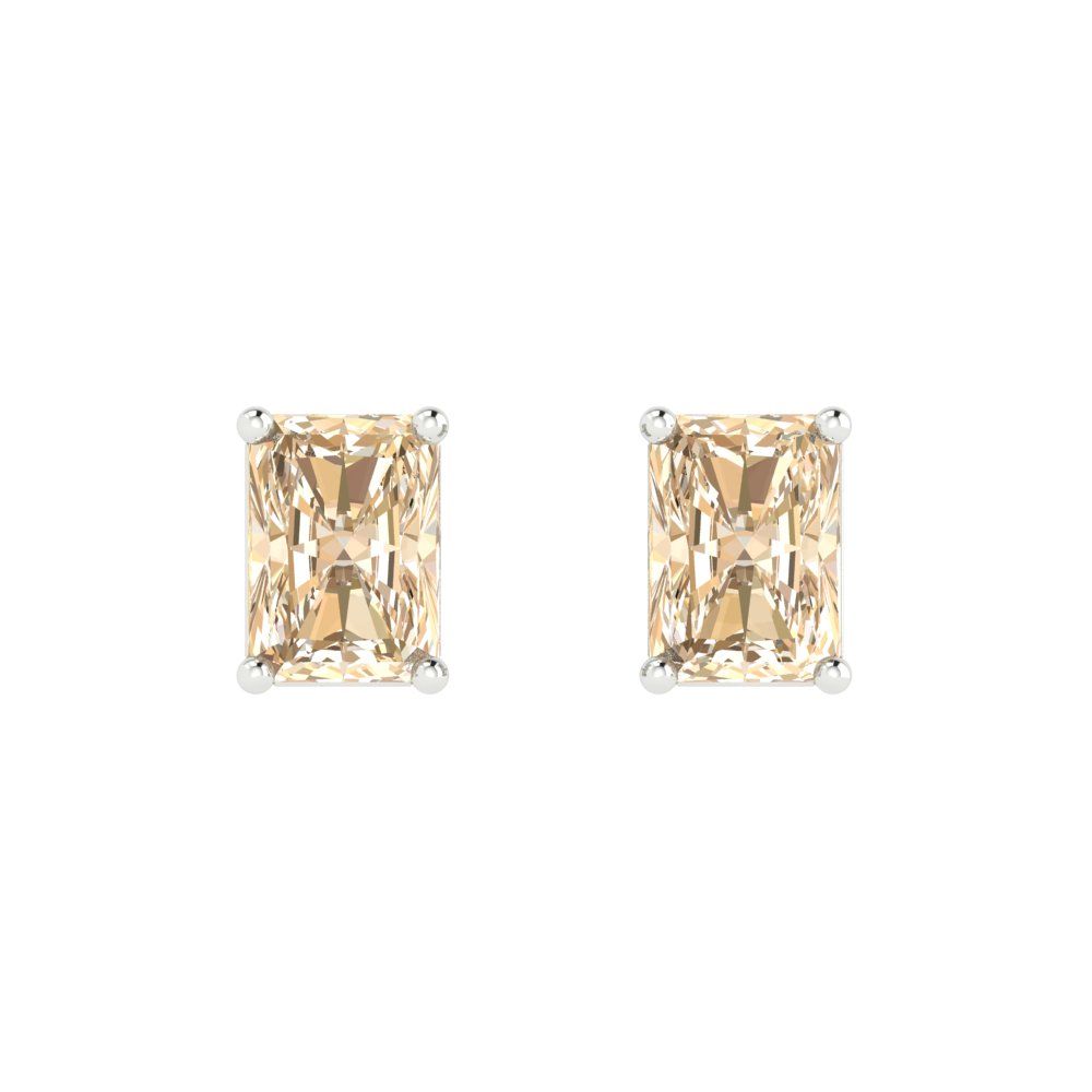 1cttw Emerald Cut Natural Morganite Gold-Plated 925 Silver Push Back Stud Earrings