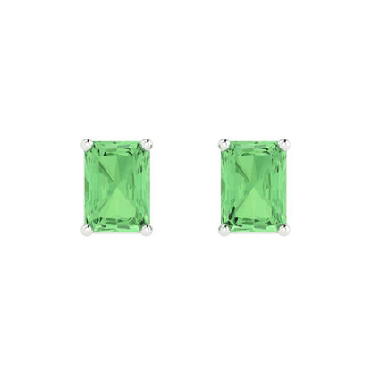 1cttw Emerald Cut Simulated Green Diamond Gold-Plated 925 Silver Push Back Stud Earrings