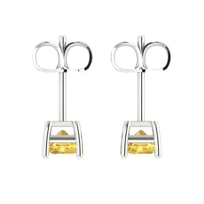 1cttw Emerald Cut Natural Citrine Gold-Plated 925 Silver Push Back Stud Earrings