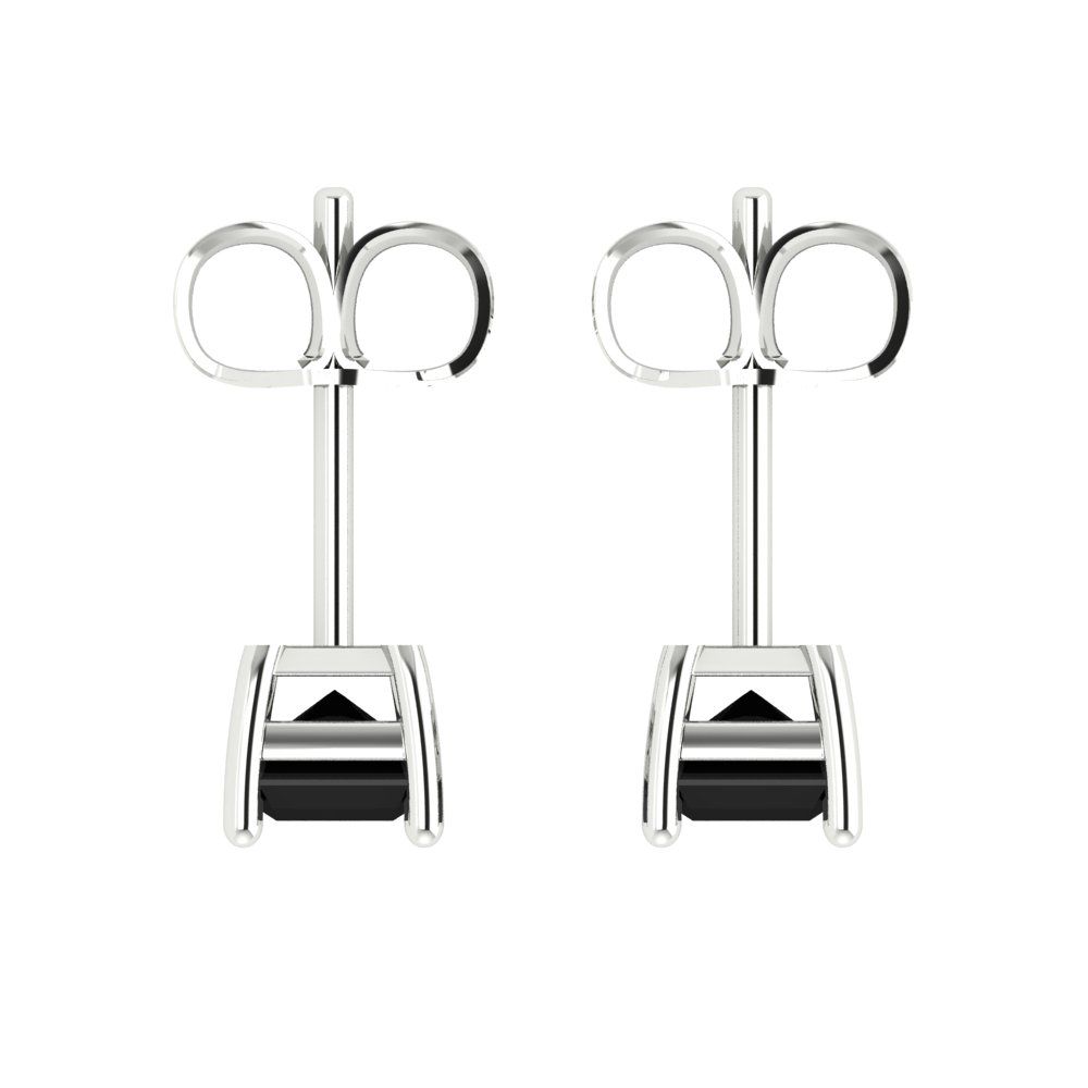 1 ctw Onyx Studs Earrings | 6x4mm Emerald Cut White Gold Push back | July Birthstone
