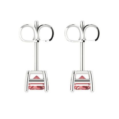 1 ctw Garnet Studs Earrings | 6x4mm Emerald Cut White Gold Push back | January Birthstone