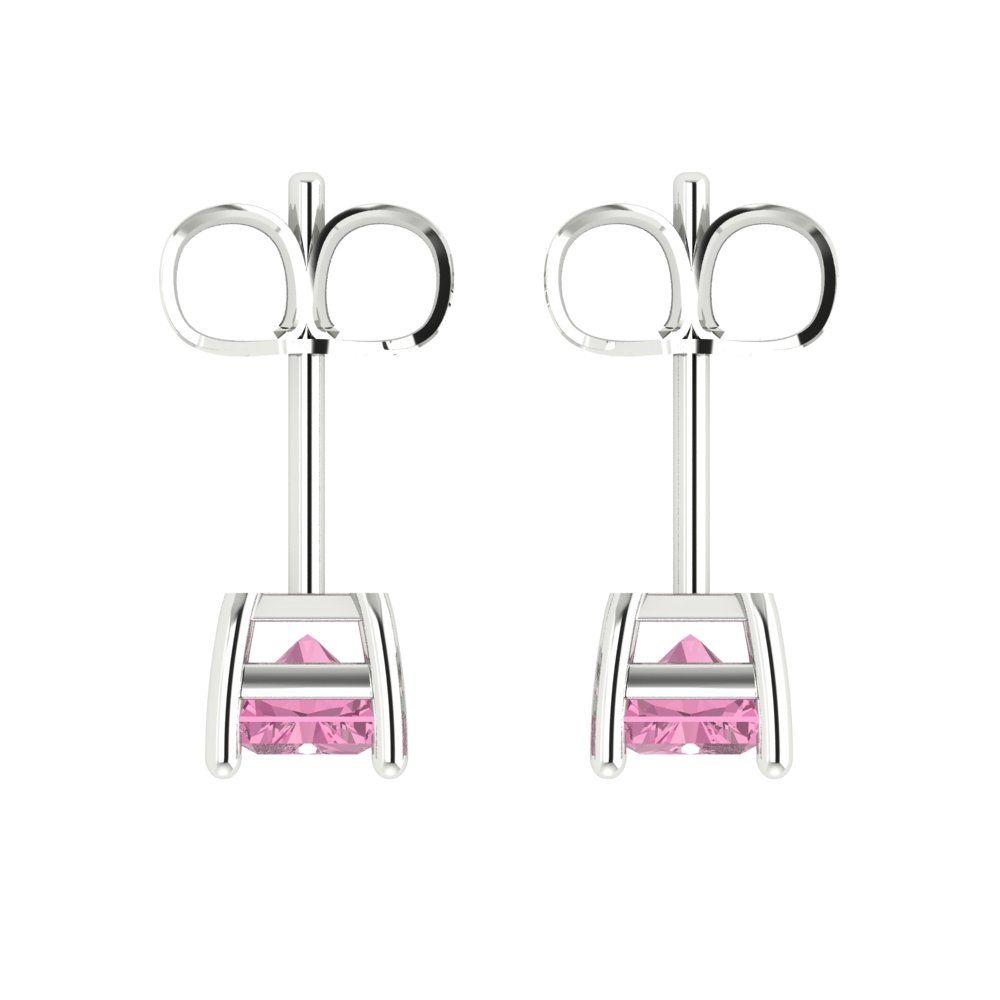 1cttw Emerald Cut Simulated Pink Diamond Gold-Plated 925 Silver Push Back Stud Earrings