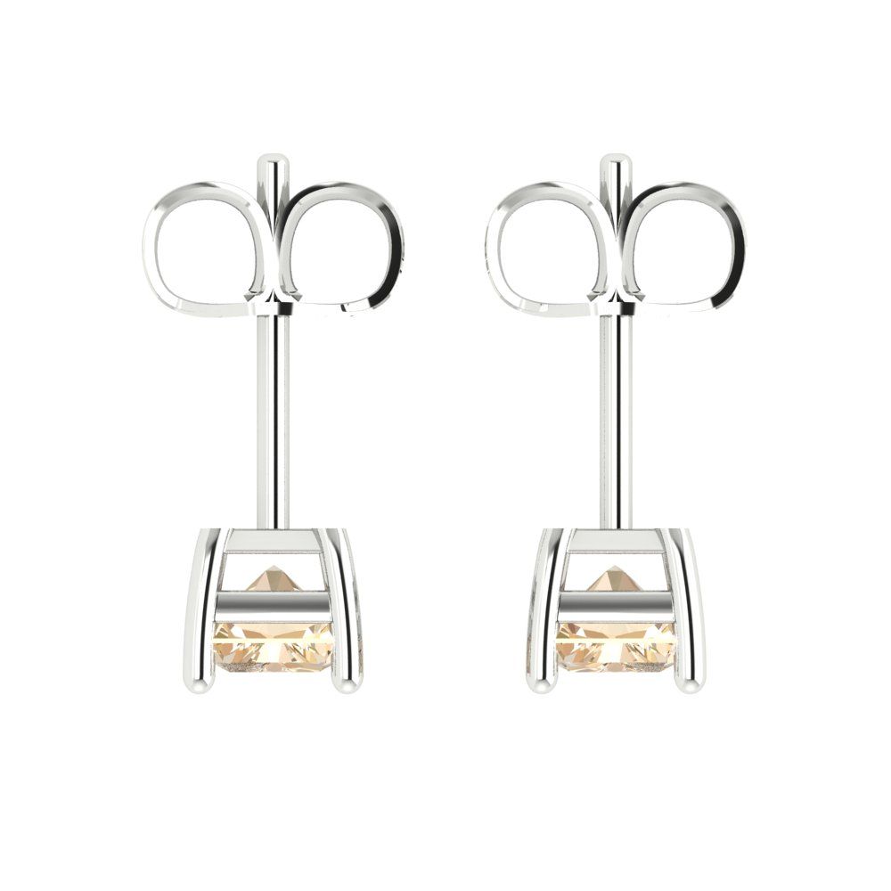 1cttw Emerald Cut Natural Morganite Gold-Plated 925 Silver Push Back Stud Earrings