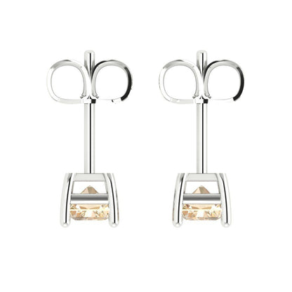 1 ctw Morganite Studs Earrings | 6x4mm Emerald Cut White Gold Push back | February Birthstone
