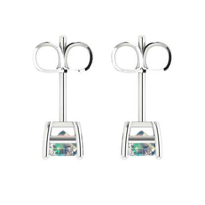 1cttw Emerald Cut Blue Moissanite Gold-Plated 925 Silver Push Back Stud Earrings