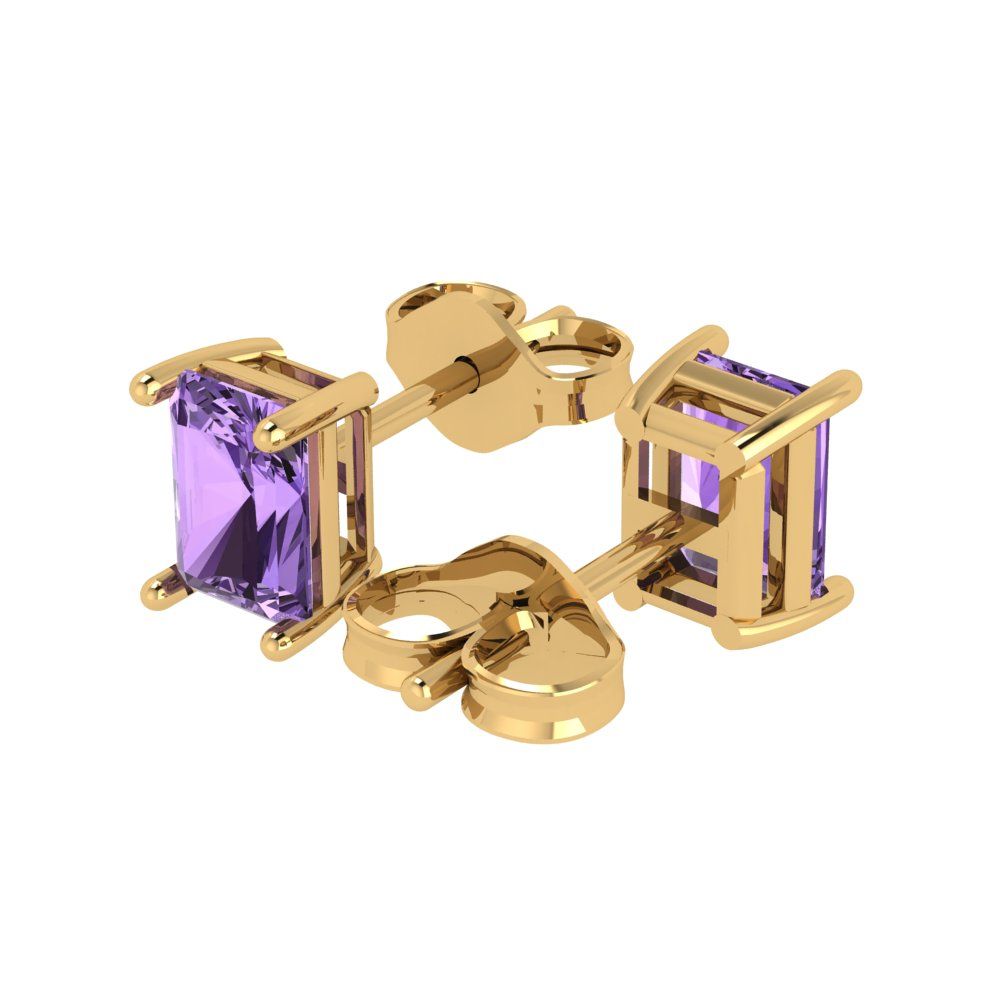 2 ctw Alexandrite Studs Earrings | 7x5mm Emerald Cut White Gold Push back | June Birthstone