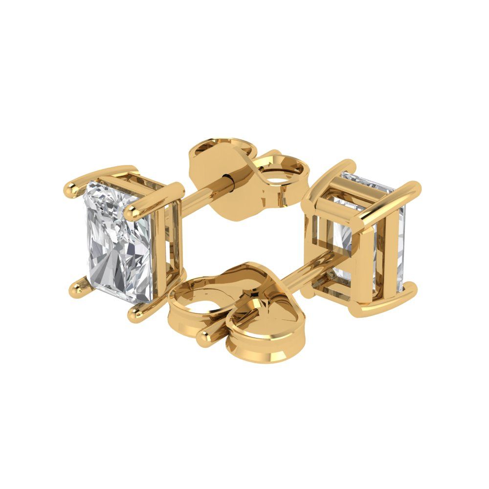 2cttw Emerald Cut White Sapphire Gold-Plated 925 Silver Push Back Stud Earrings