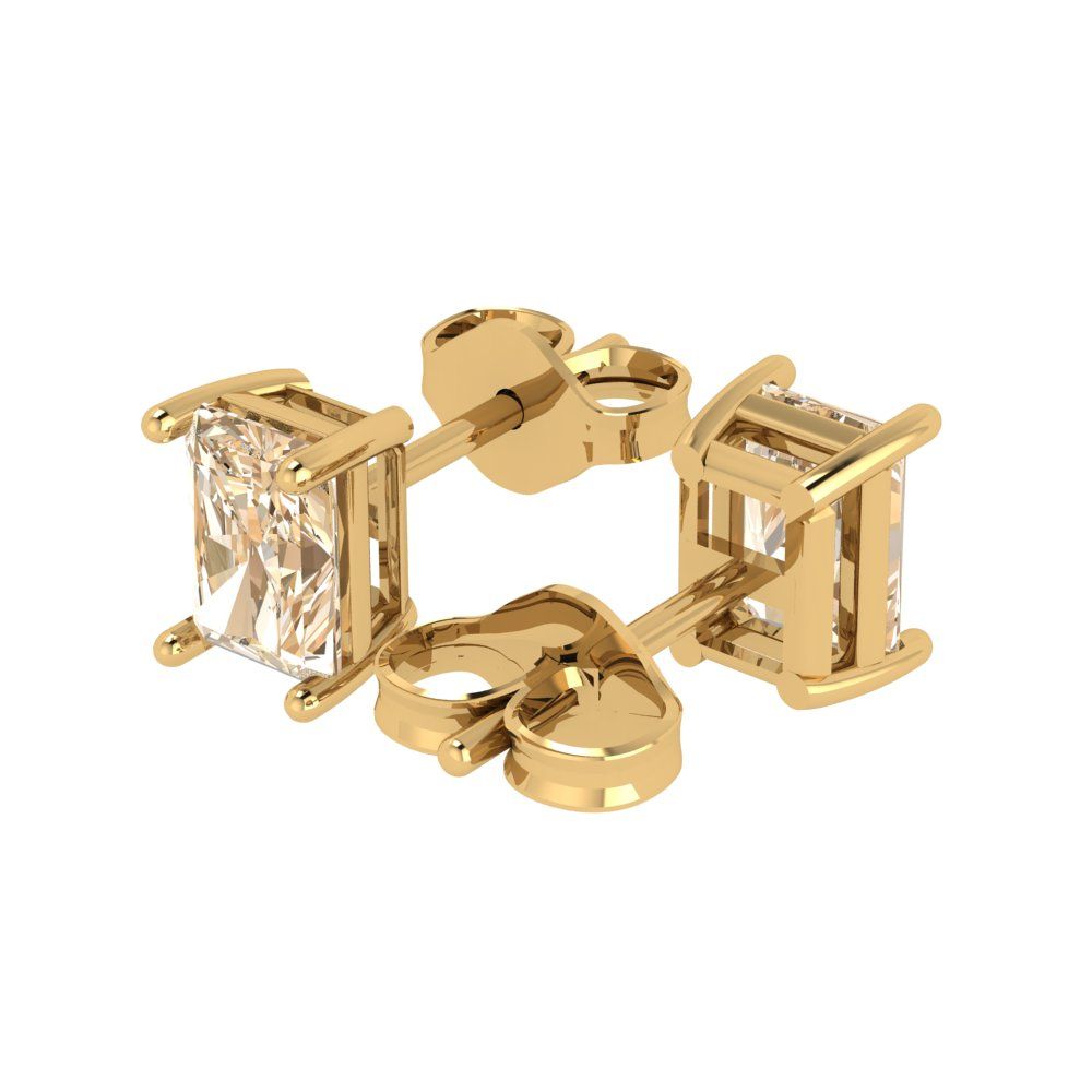 2 ctw Morganite Studs Earrings | 7x5mm Emerald Cut White Gold Push back | February Birthstone