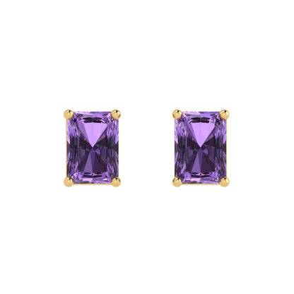 2 ctw Alexandrite Studs Earrings | 7x5mm Emerald Cut White Gold Push back | June Birthstone