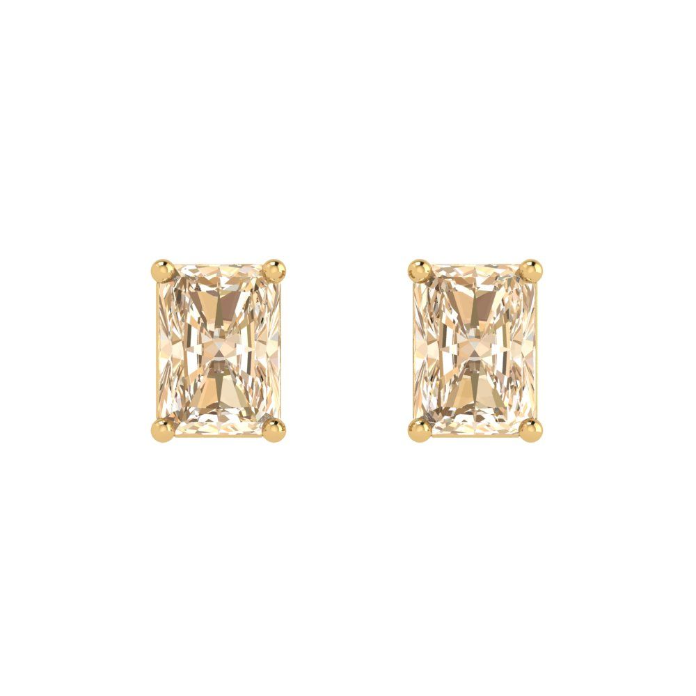2cttw Emerald Cut Natural Morganite Gold-Plated 925 Silver Push Back Stud Earrings