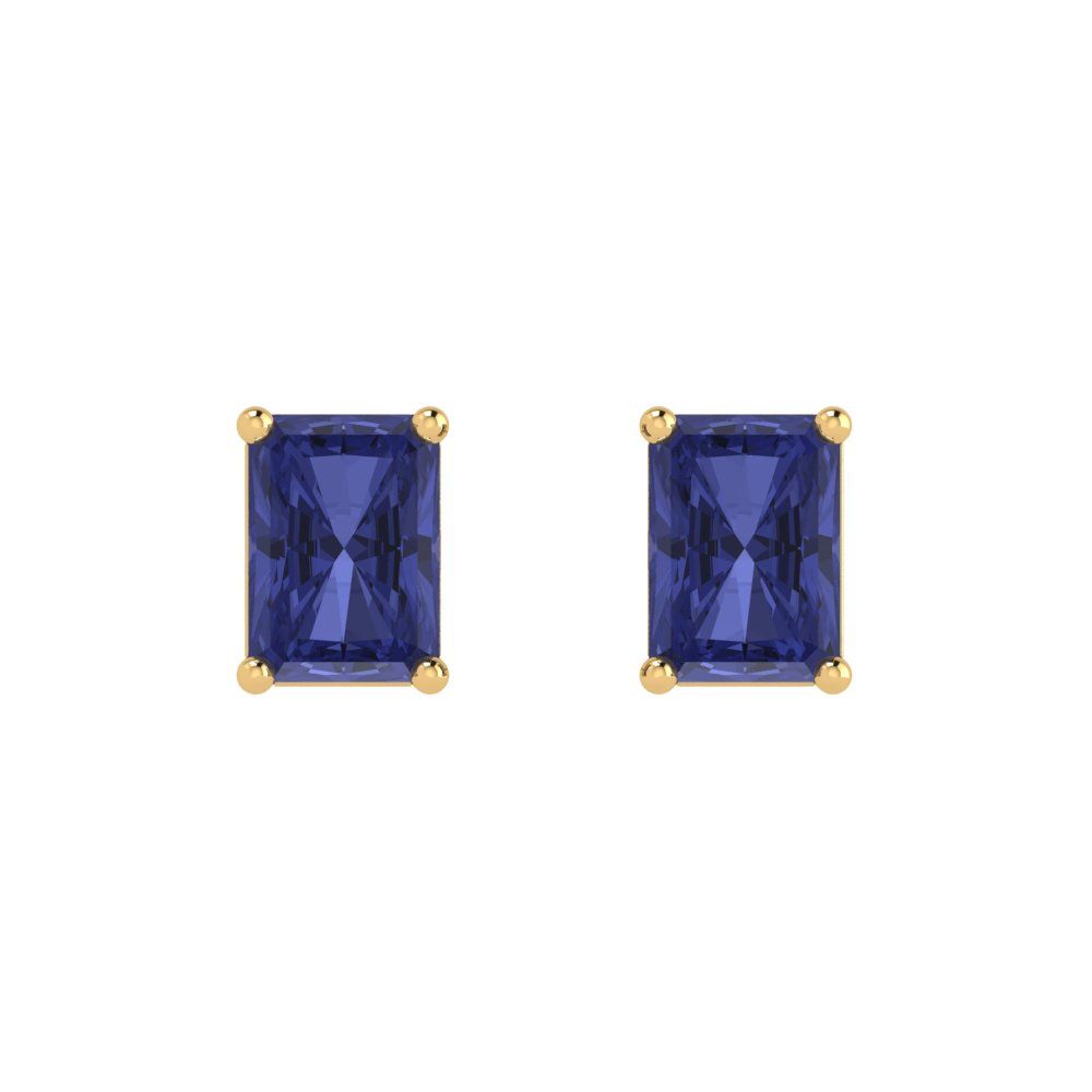 2cttw Emerald Cut Simulated Tanzanite Gold-Plated 925 Silver Push Back Stud Earrings