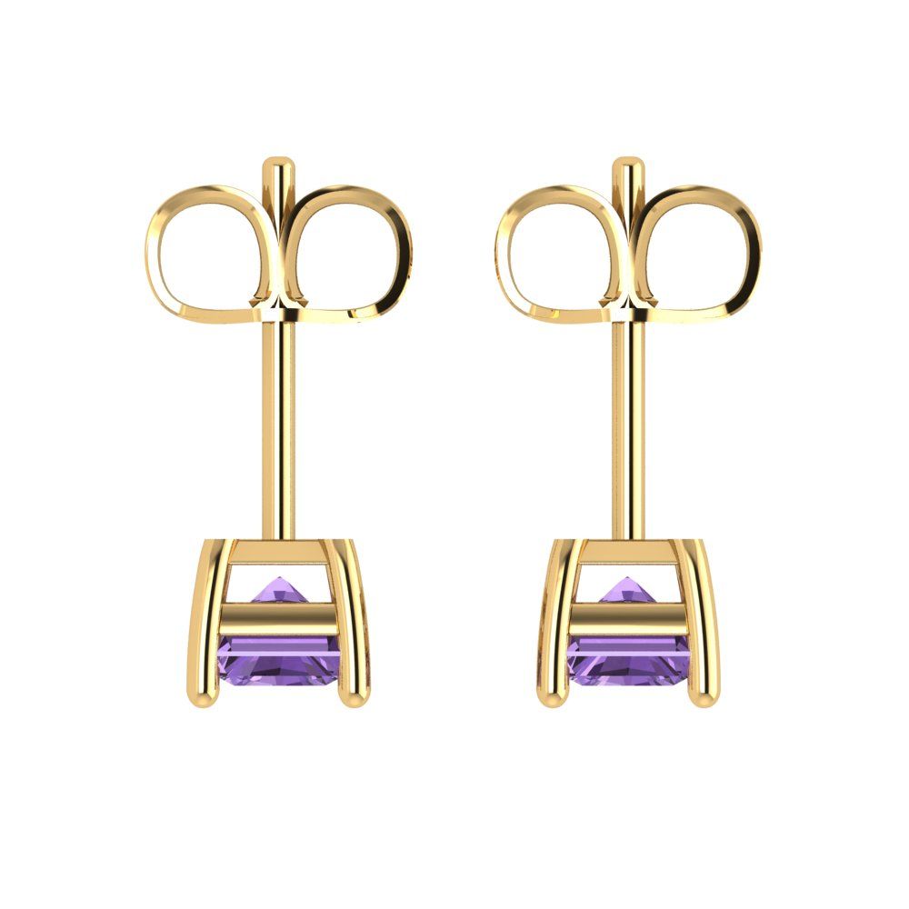 2 ctw Alexandrite Studs Earrings | 7x5mm Emerald Cut White Gold Push back | June Birthstone