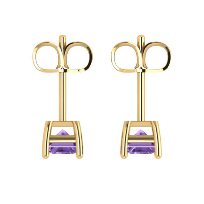 2 ctw Alexandrite Studs Earrings | 7x5mm Emerald Cut White Gold Push back | June Birthstone