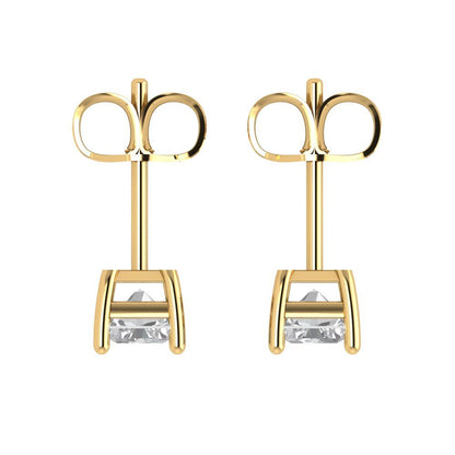 2 ctw Zirconia Diamond Studs Earrings | 7x5mm Emerald Cut White Gold Push back | April Birthstone