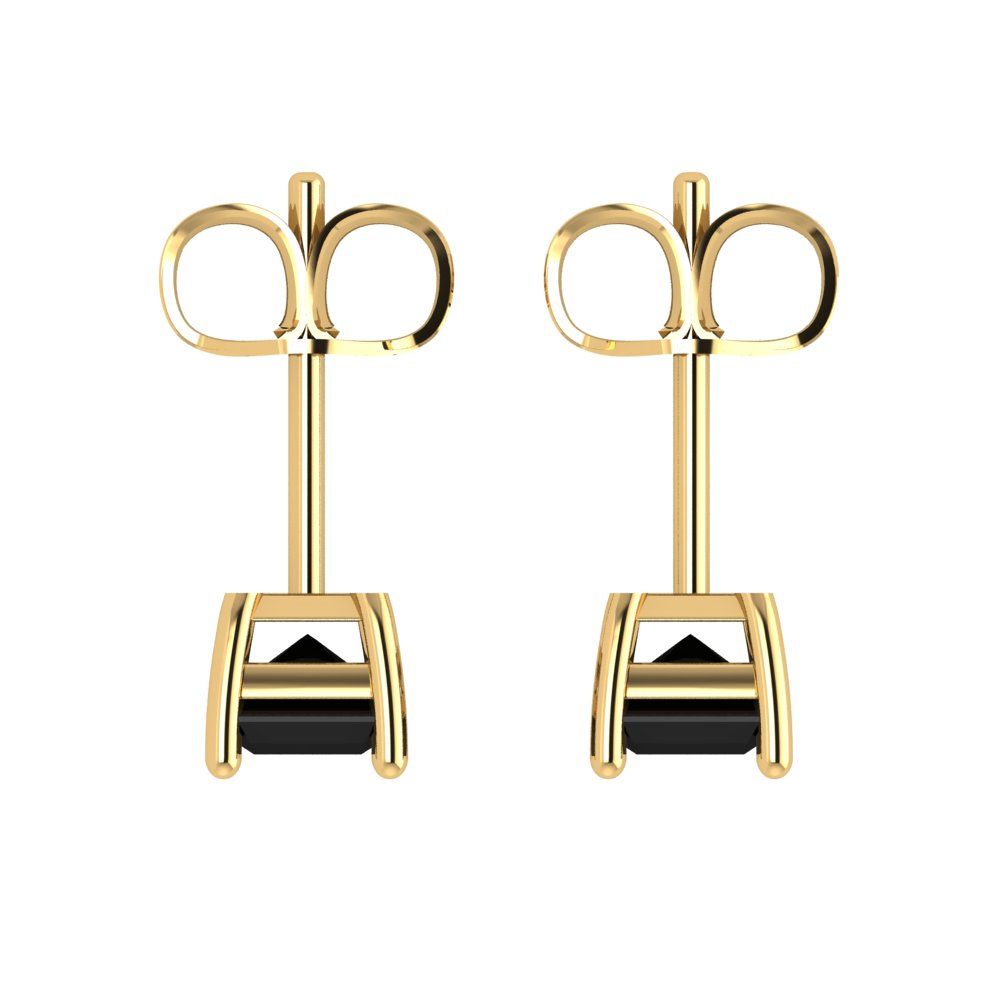 2cttw Emerald Cut Natural Onyx Gold-Plated 925 Silver Push Back Stud Earrings