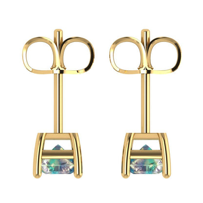 2cttw Emerald Cut Blue Moissanite Gold-Plated 925 Silver Push Back Stud Earrings