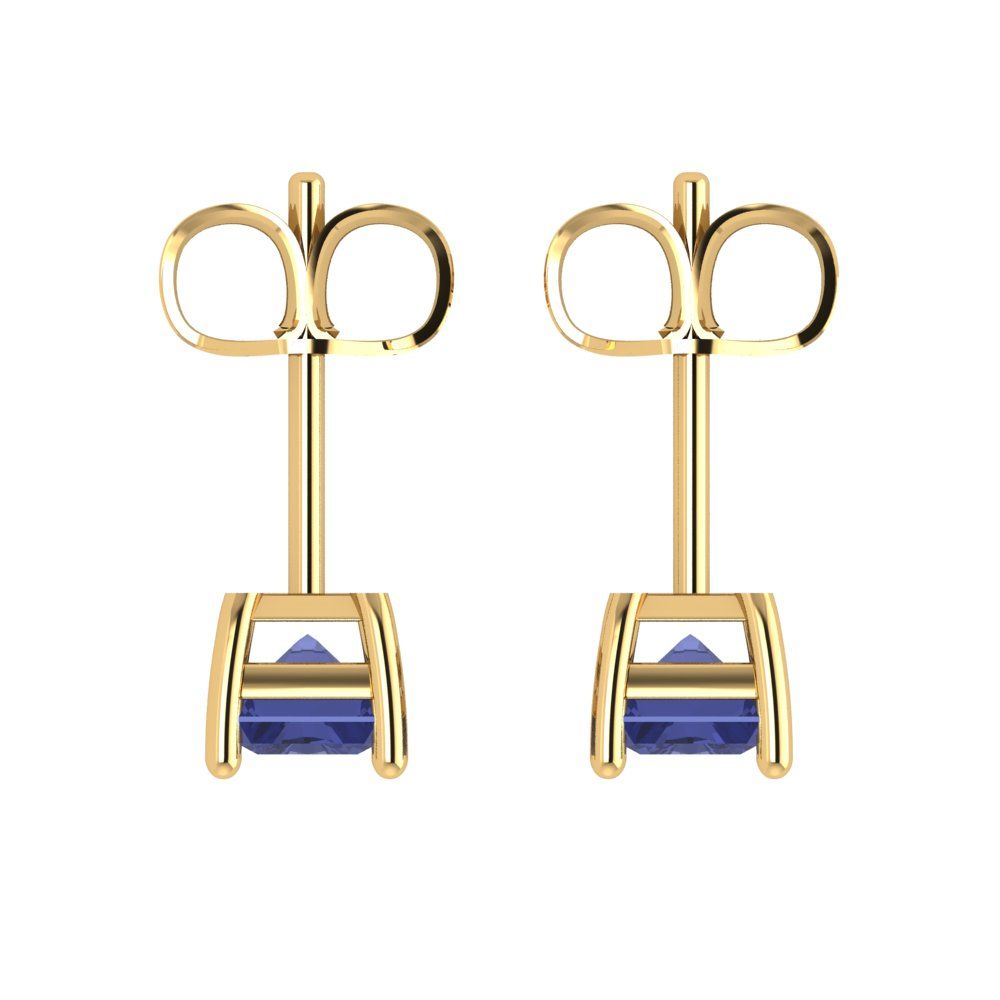 2 ctw Tanzanite Studs Earrings | 7x5mm Emerald Cut White Gold Push back | December Birthstone