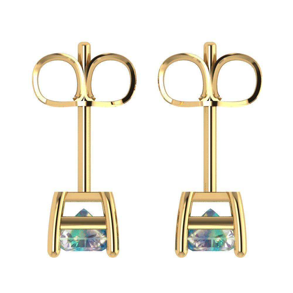 2cttw Emerald Cut Blue Moissanite Gold-Plated 925 Silver Push Back Stud Earrings