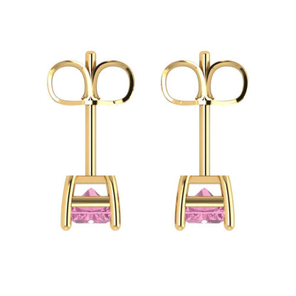 2cttw Emerald Cut Simulated Pink Diamond Gold-Plated 925 Silver Push Back Stud Earrings