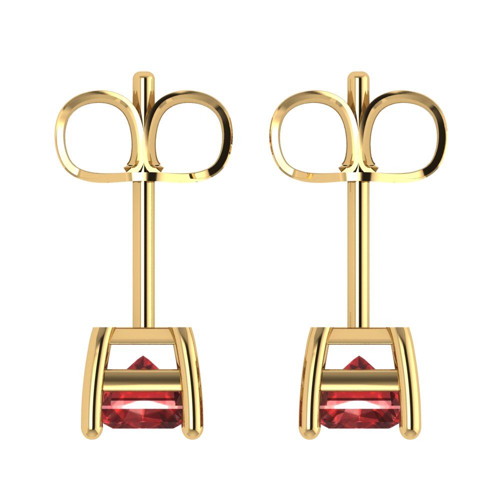 2cttw Emerald Cut Natural Garnet Gold-Plated 925 Silver Push Back Stud Earrings