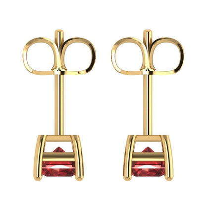2cttw Emerald Cut Natural Garnet Gold-Plated 925 Silver Push Back Stud Earrings