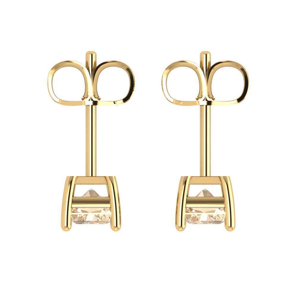 2cttw Emerald Cut Natural Morganite Gold-Plated 925 Silver Push Back Stud Earrings