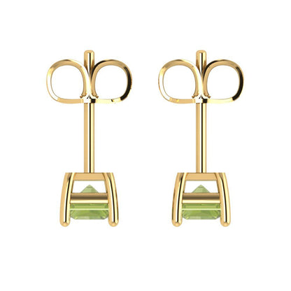 2 ctw Peridot Studs Earrings | 7x5mm Emerald Cut White Gold Push back | August Birthstone