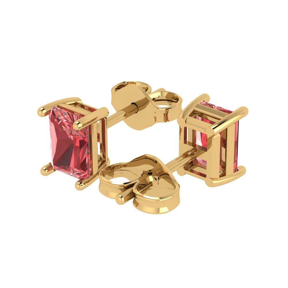 1 ctw Garnet Studs Earrings | 6x4mm Emerald Cut White Gold Push back | January Birthstone
