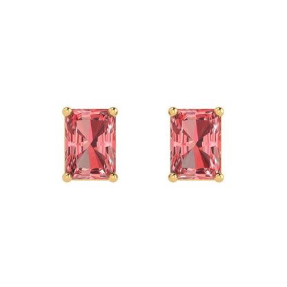 1 ctw Garnet Studs Earrings | 6x4mm Emerald Cut White Gold Push back | January Birthstone