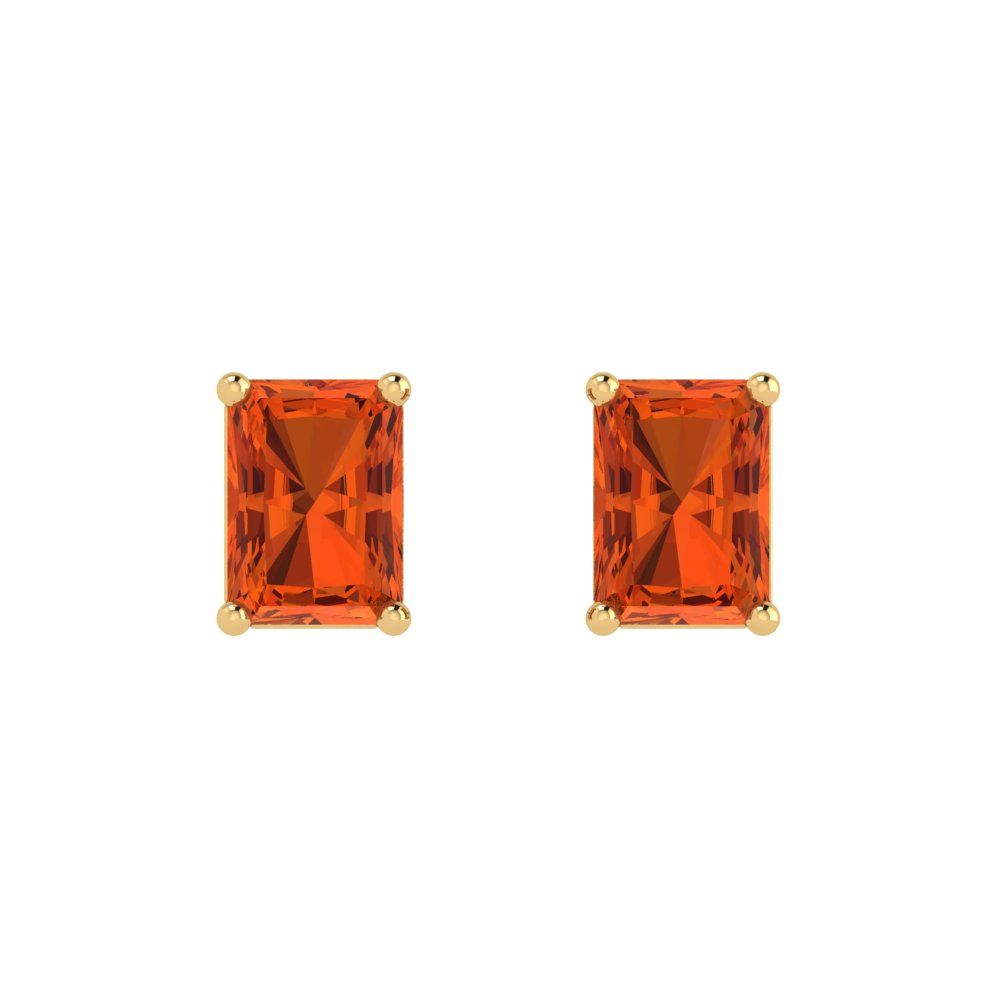 1 ctw Red Zirconia Studs Earrings | 6x4mm Emerald Cut White Gold Push back | April Birthstone
