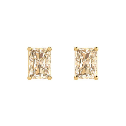 1cttw Emerald Cut Natural Morganite Gold-Plated 925 Silver Push Back Stud Earrings