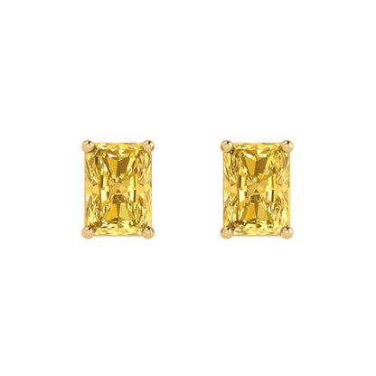 1cttw Emerald Cut Natural Citrine Gold-Plated 925 Silver Push Back Stud Earrings