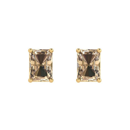 1cttw Emerald Cut Yellow Moissanite Gold-Plated 925 Silver Push Back Stud Earrings