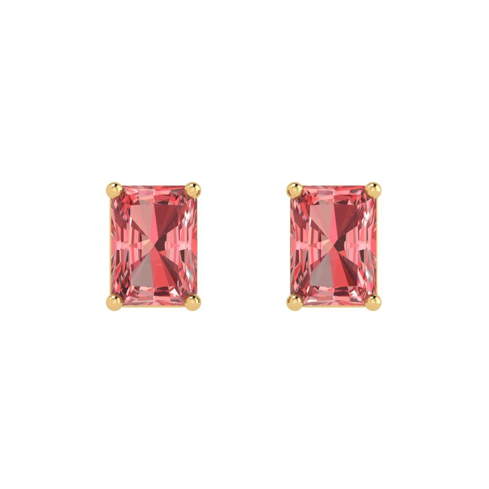 1cttw Emerald Cut Natural Garnet Gold-Plated 925 Silver Push Back Stud Earrings