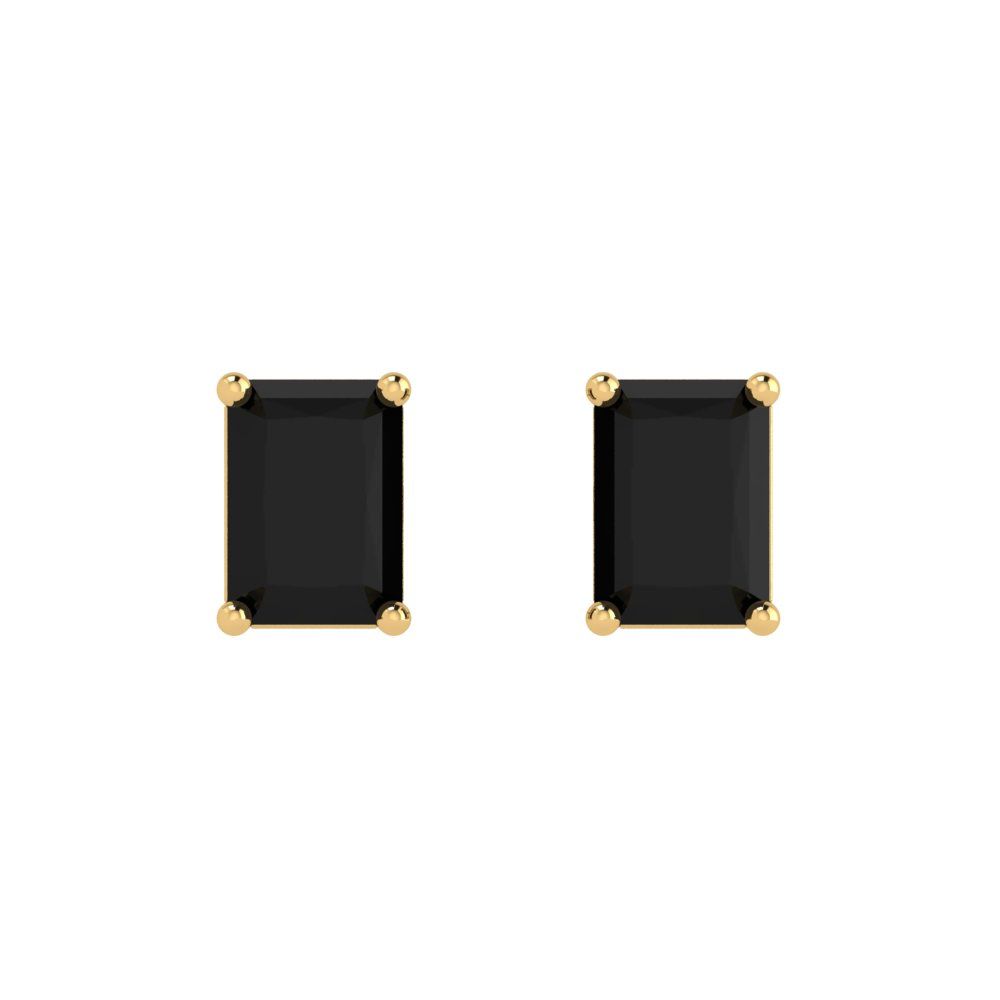 1 ctw Onyx Studs Earrings | 6x4mm Emerald Cut White Gold Push back | July Birthstone