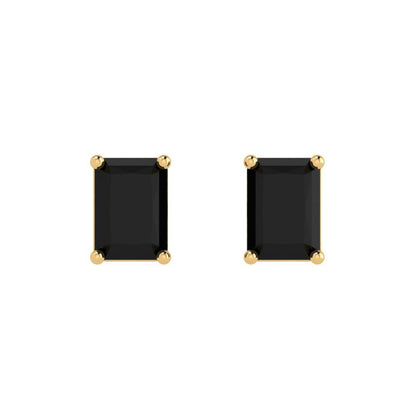 1 ctw Onyx Studs Earrings | 6x4mm Emerald Cut White Gold Push back | July Birthstone