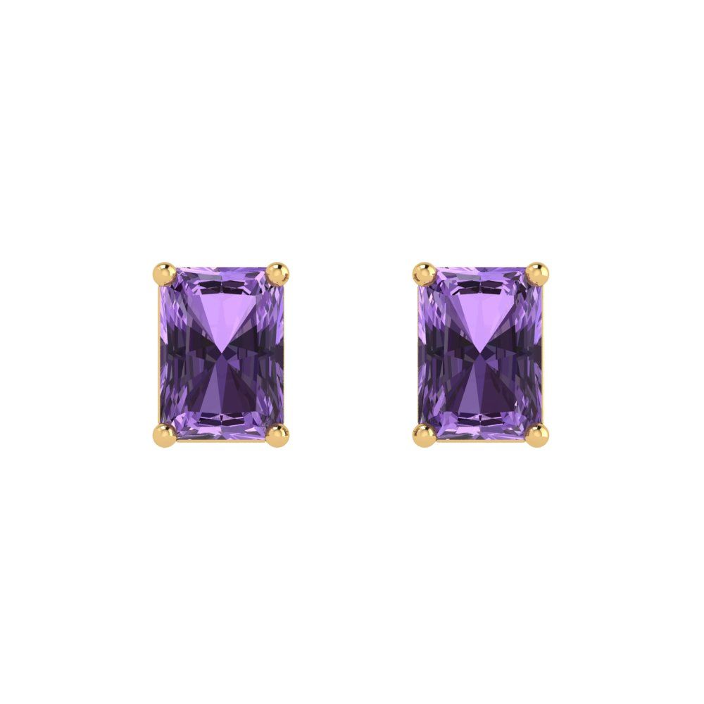 1 ctw Alexandrite Studs Earrings | 6x4mm Emerald Cut White Gold Push back | June Birthstone