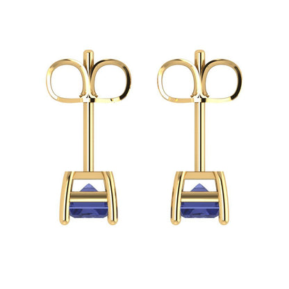 1 ctw Tanzanite Studs Earrings | 6x4mm Emerald Cut White Gold Push back | December Birthstone