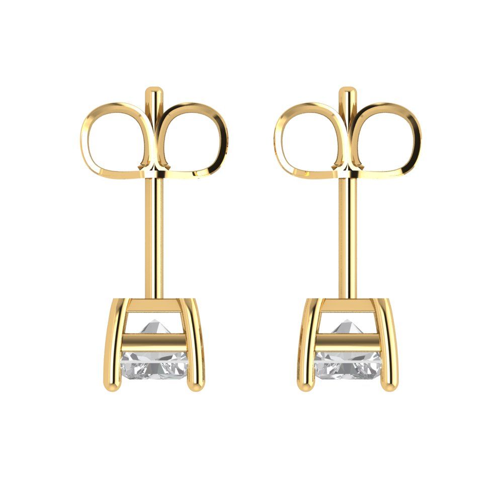 1cttw Emerald Cut Moissanite Gold-Plated 925 Silver Push Back Stud Earrings