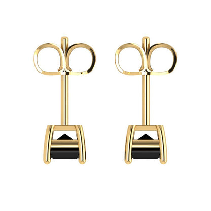 1 ctw Onyx Studs Earrings | 6x4mm Emerald Cut White Gold Push back | July Birthstone