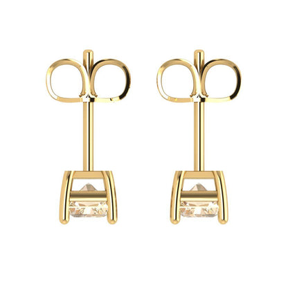 1 ctw Morganite Studs Earrings | 6x4mm Emerald Cut White Gold Push back | February Birthstone